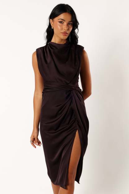 Dina Midi Dress - Black Coffee-Sunny Prom
