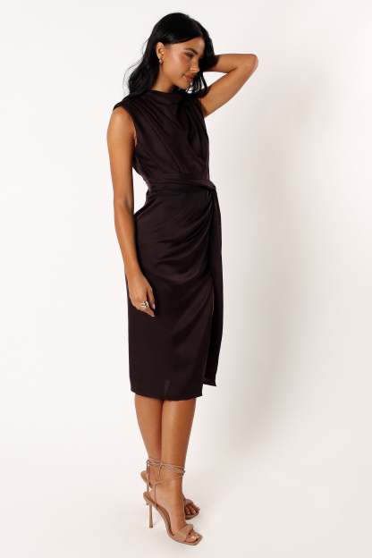 Dina Midi Dress - Black Coffee-Sunny Prom