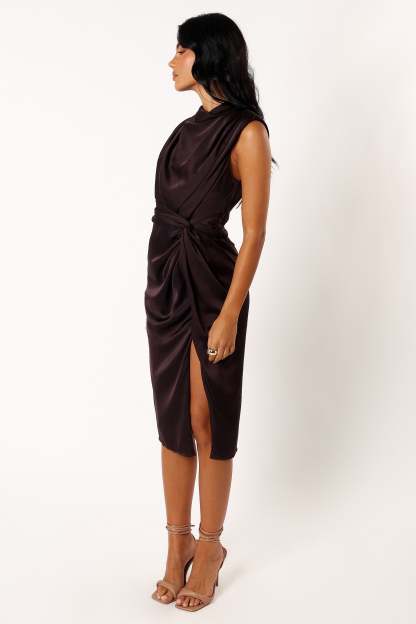 Dina Midi Dress - Black Coffee-Sunny Prom