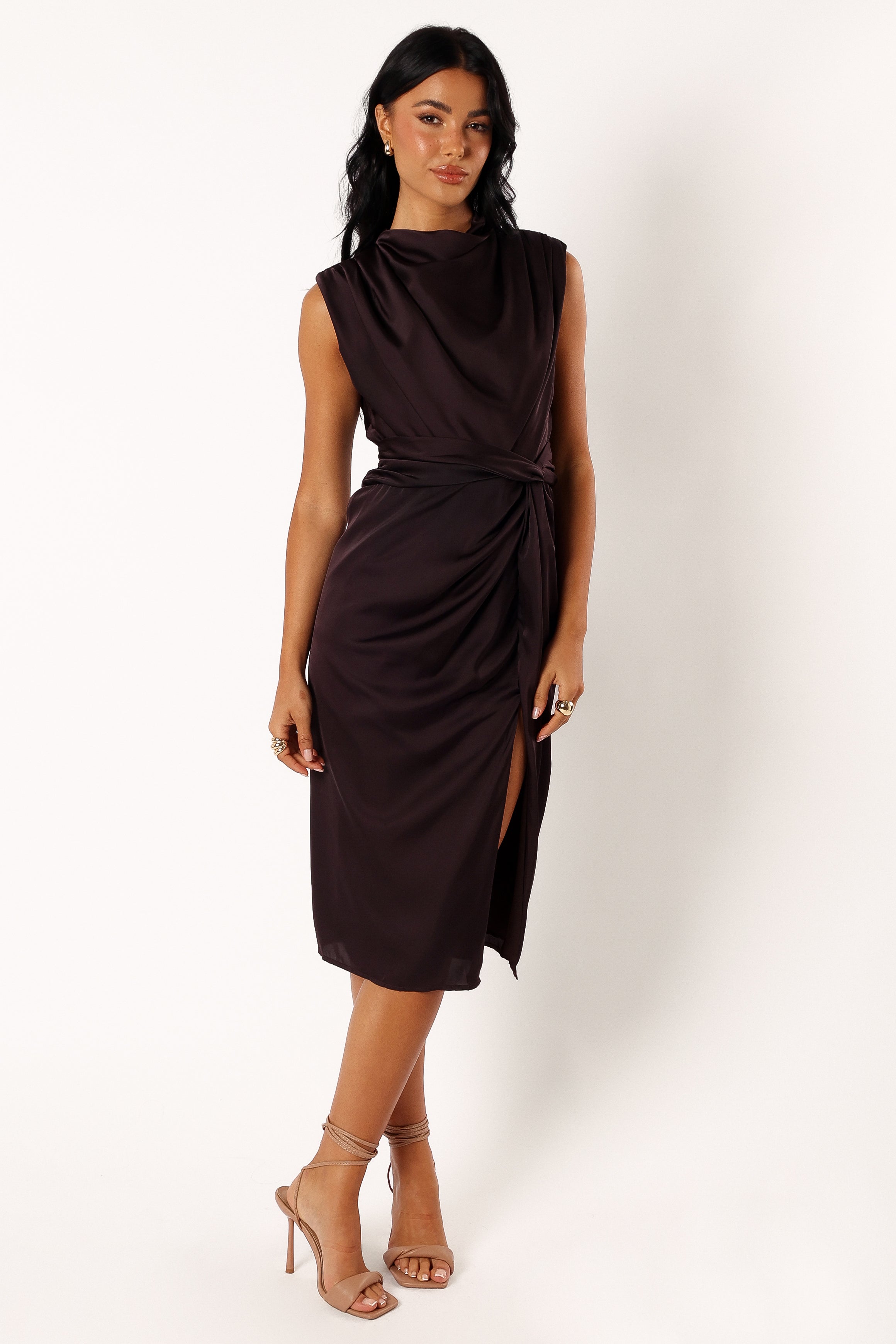 Dina Midi Dress - Black Coffee-Sunny Prom
