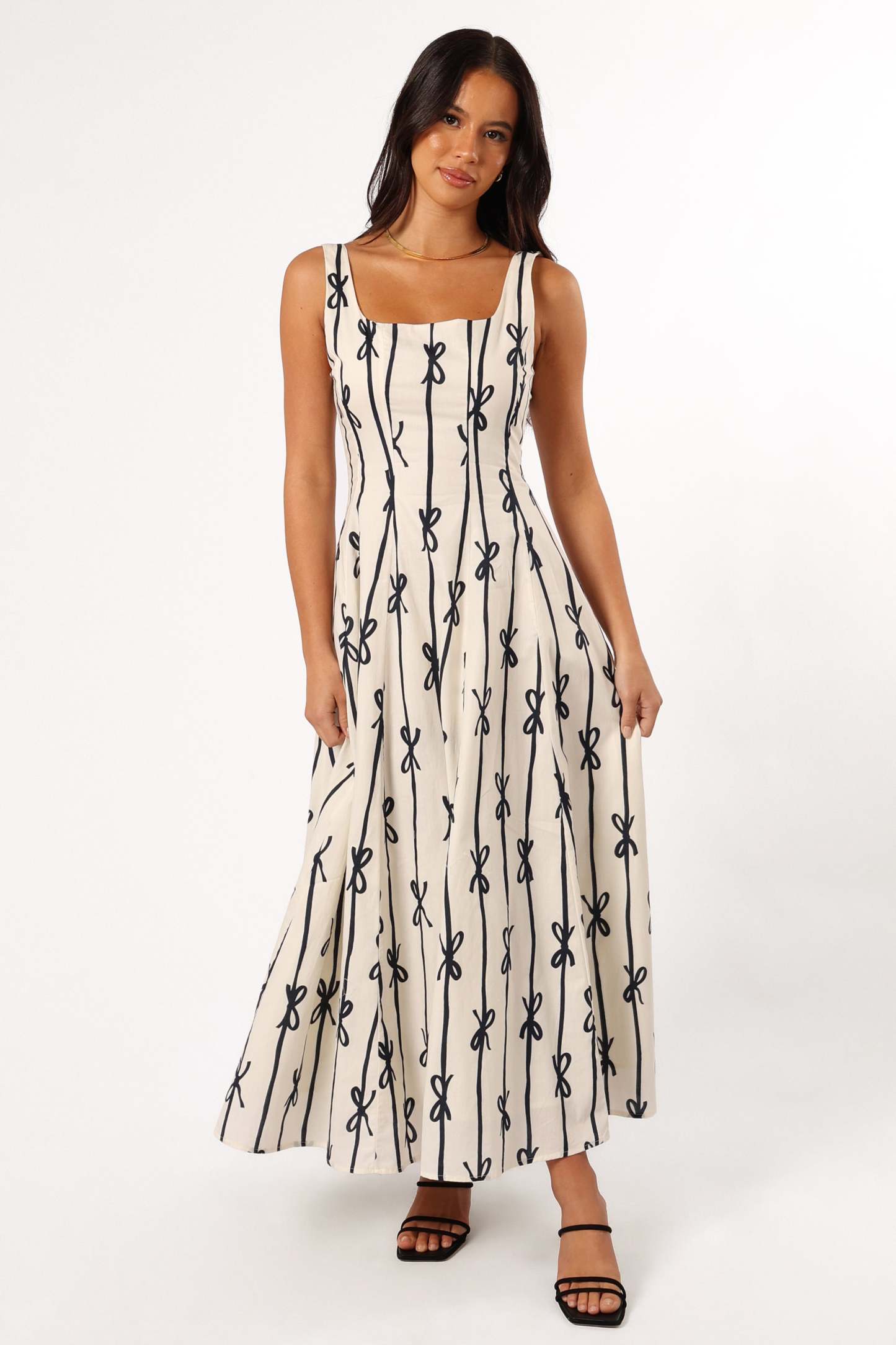 Elise Midi Bow Dress - Cream-Sunny Prom