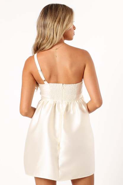 Ellah Bow Front Mini Dress - Off White-Sunny Prom
