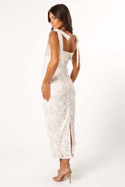 Emersyn Midi Lace Dress - White-Sunny Prom