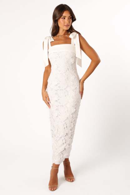 Emersyn Midi Lace Dress - White-Sunny Prom