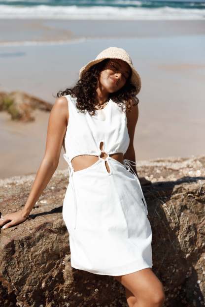 Faye Cut Out Mini Dress - White-Sunny Prom