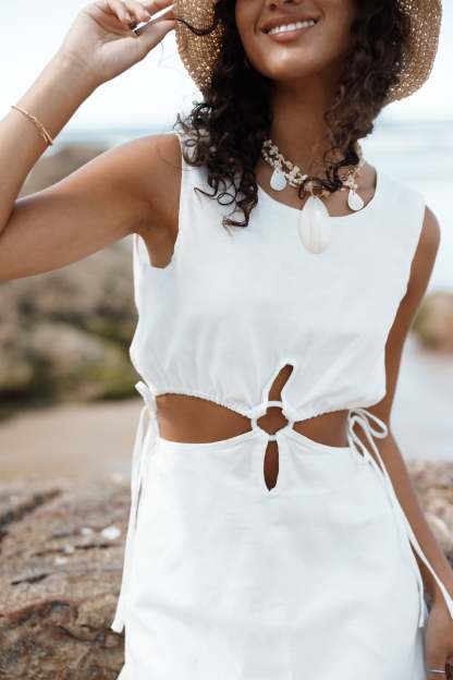Faye Cut Out Mini Dress - White-Sunny Prom