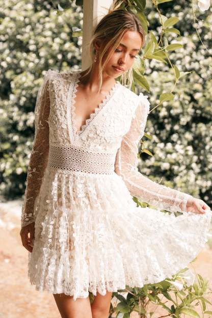 Fern Mini Dress - White-Sunny Prom
