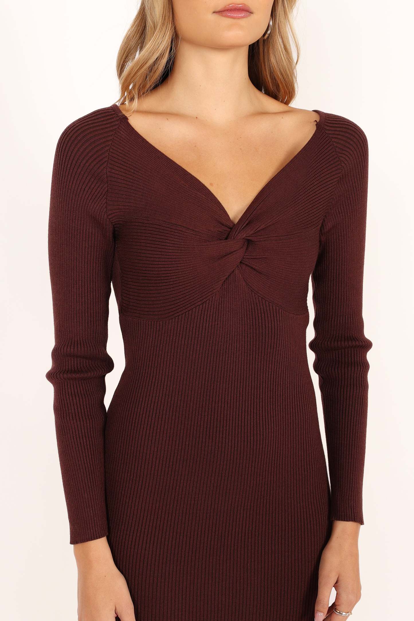 Fifi Long Sleeve Midi Dress - Wine-Sunny Prom