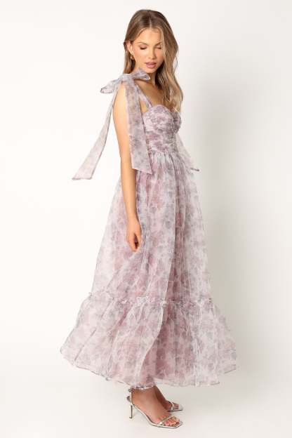 Floret Midi Dress - Dark Purple-Sunny Prom