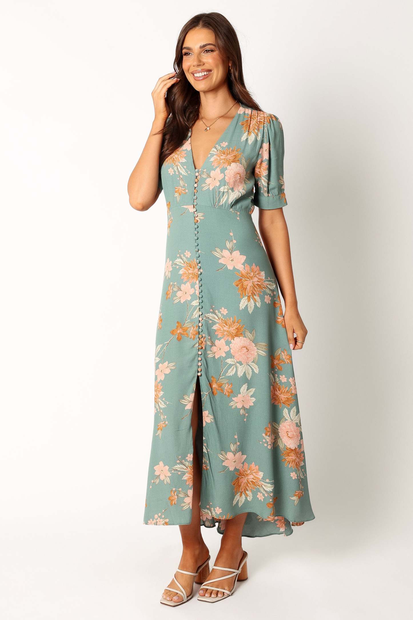Frampton Midi Dress - Blue Floral-Sunny Prom