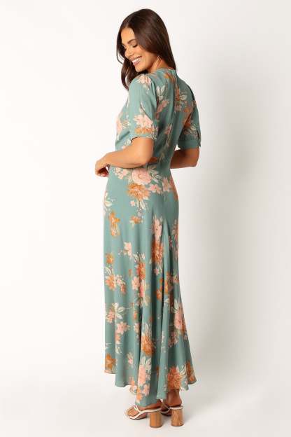 Frampton Midi Dress - Blue Floral-Sunny Prom