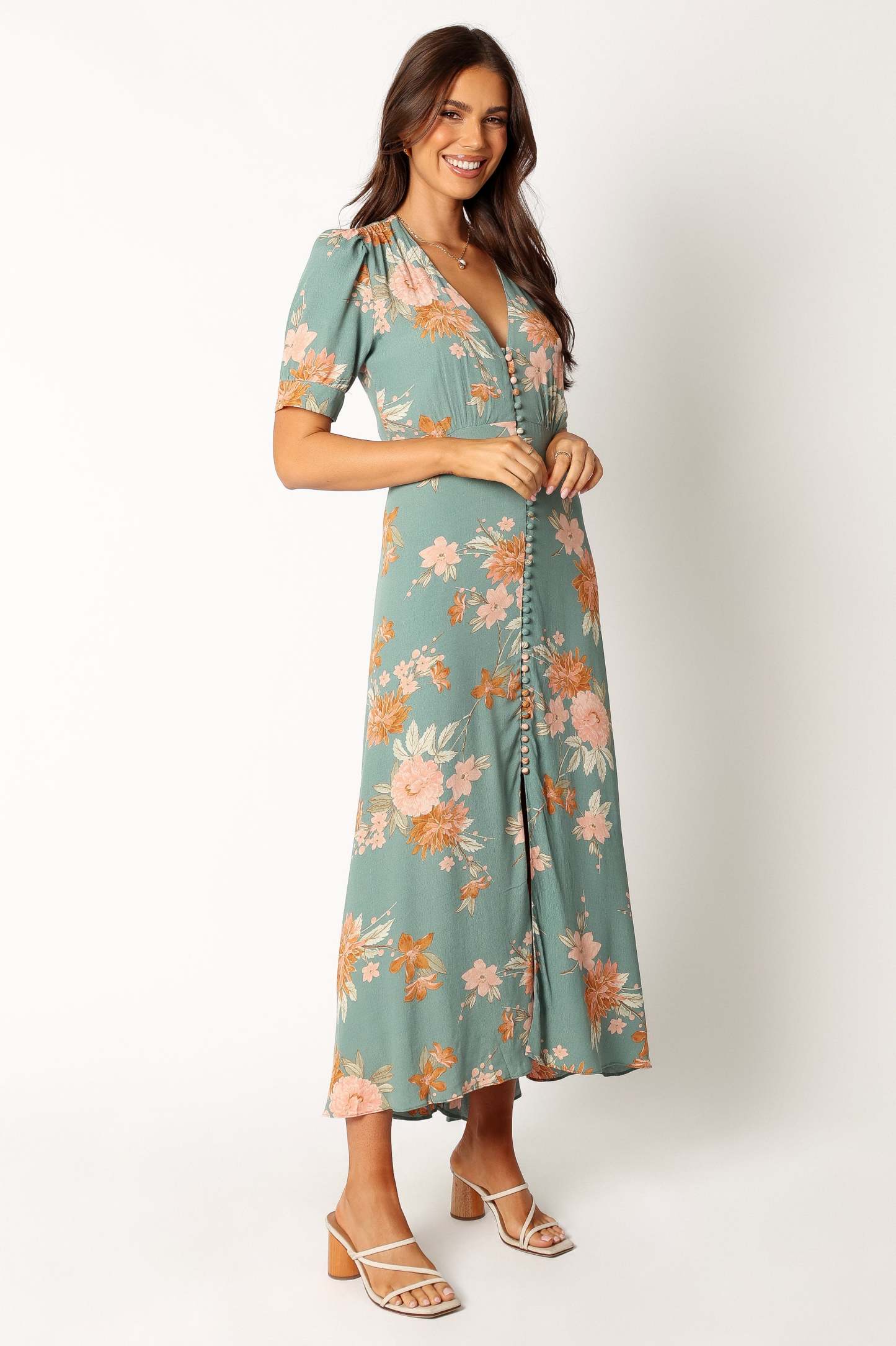 Frampton Midi Dress - Blue Floral-Sunny Prom