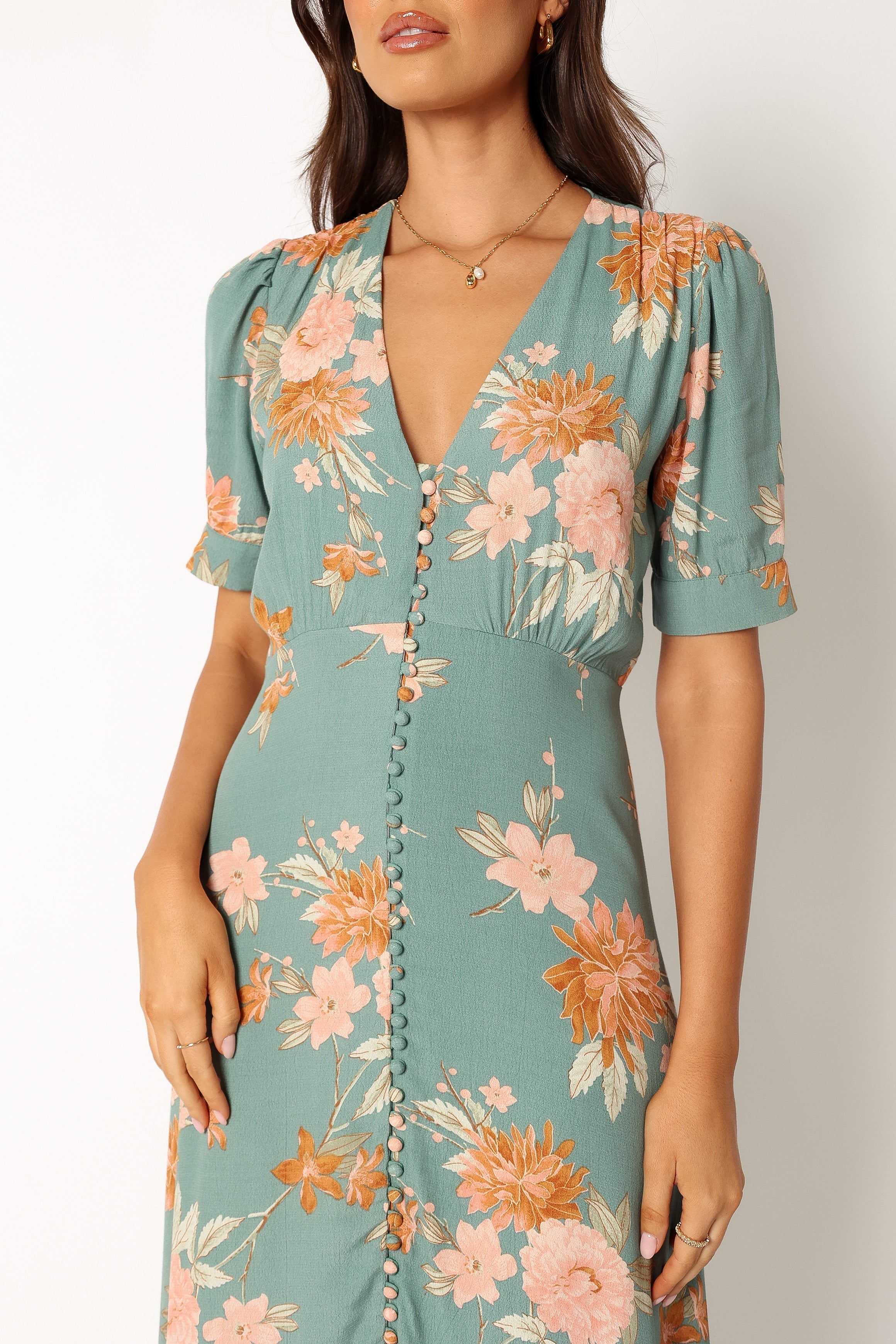 Frampton Midi Dress - Blue Floral-Sunny Prom