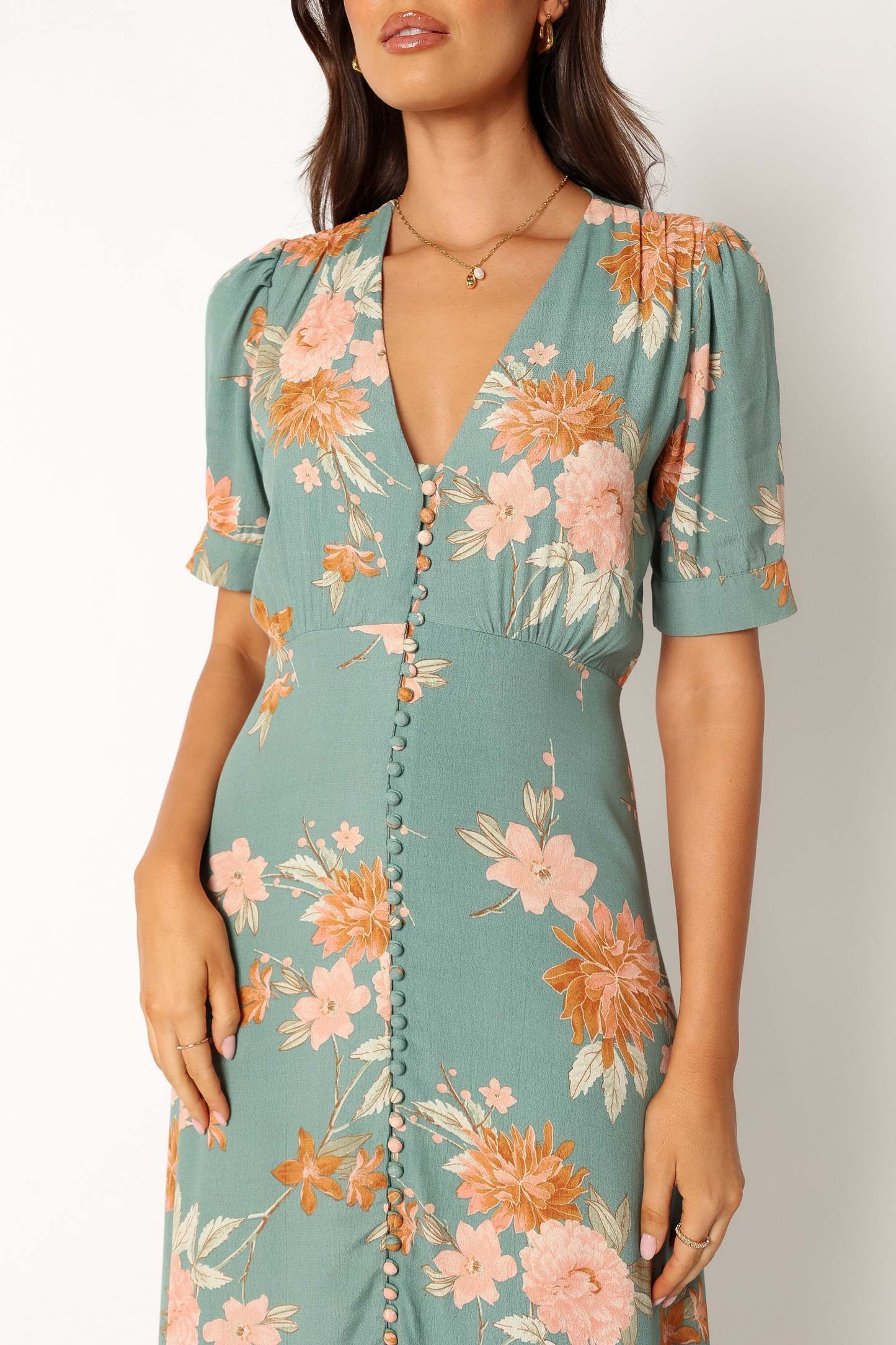 Frampton Midi Dress - Blue Floral-Sunny Prom