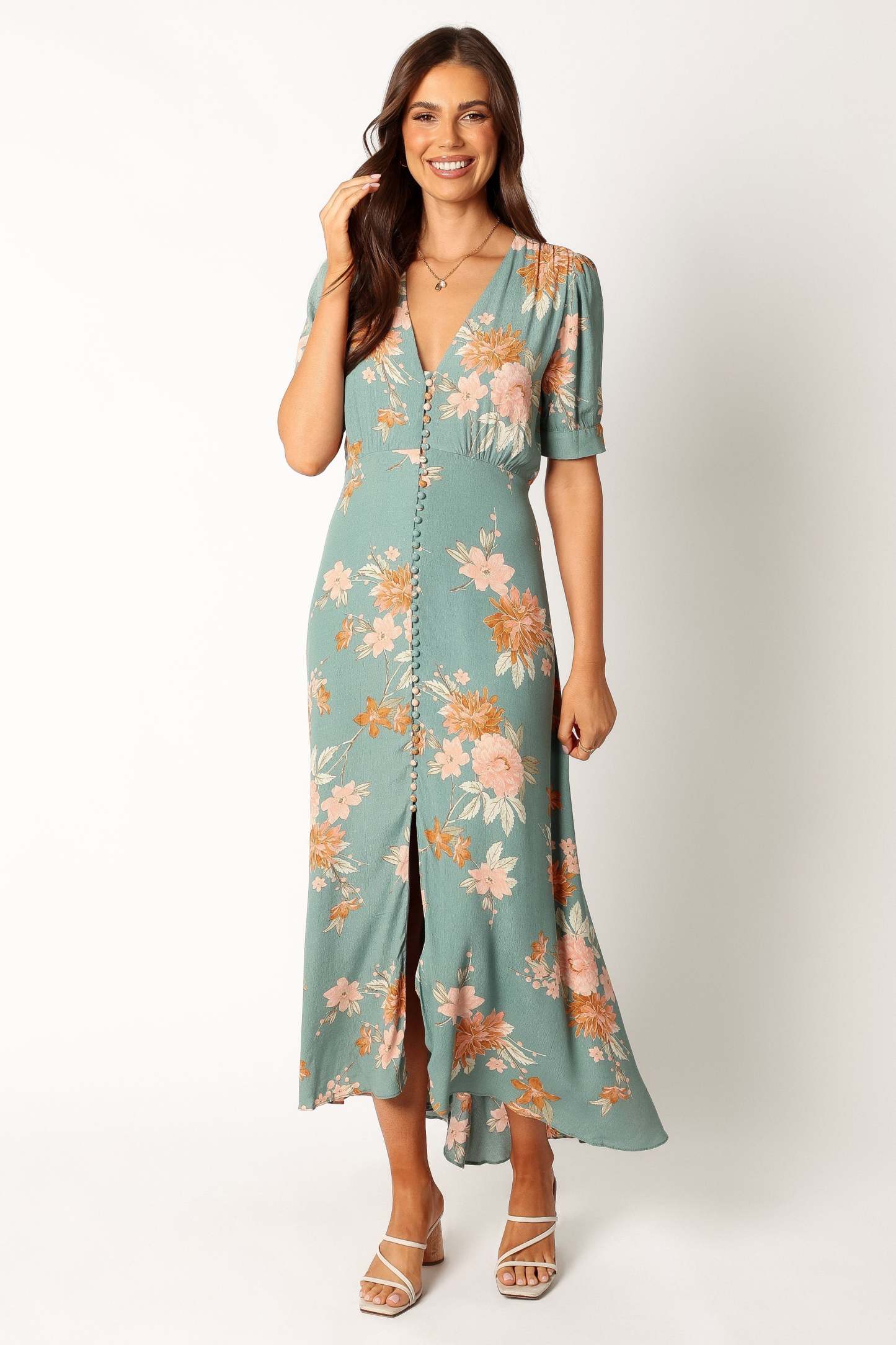 Frampton Midi Dress - Blue Floral-Sunny Prom