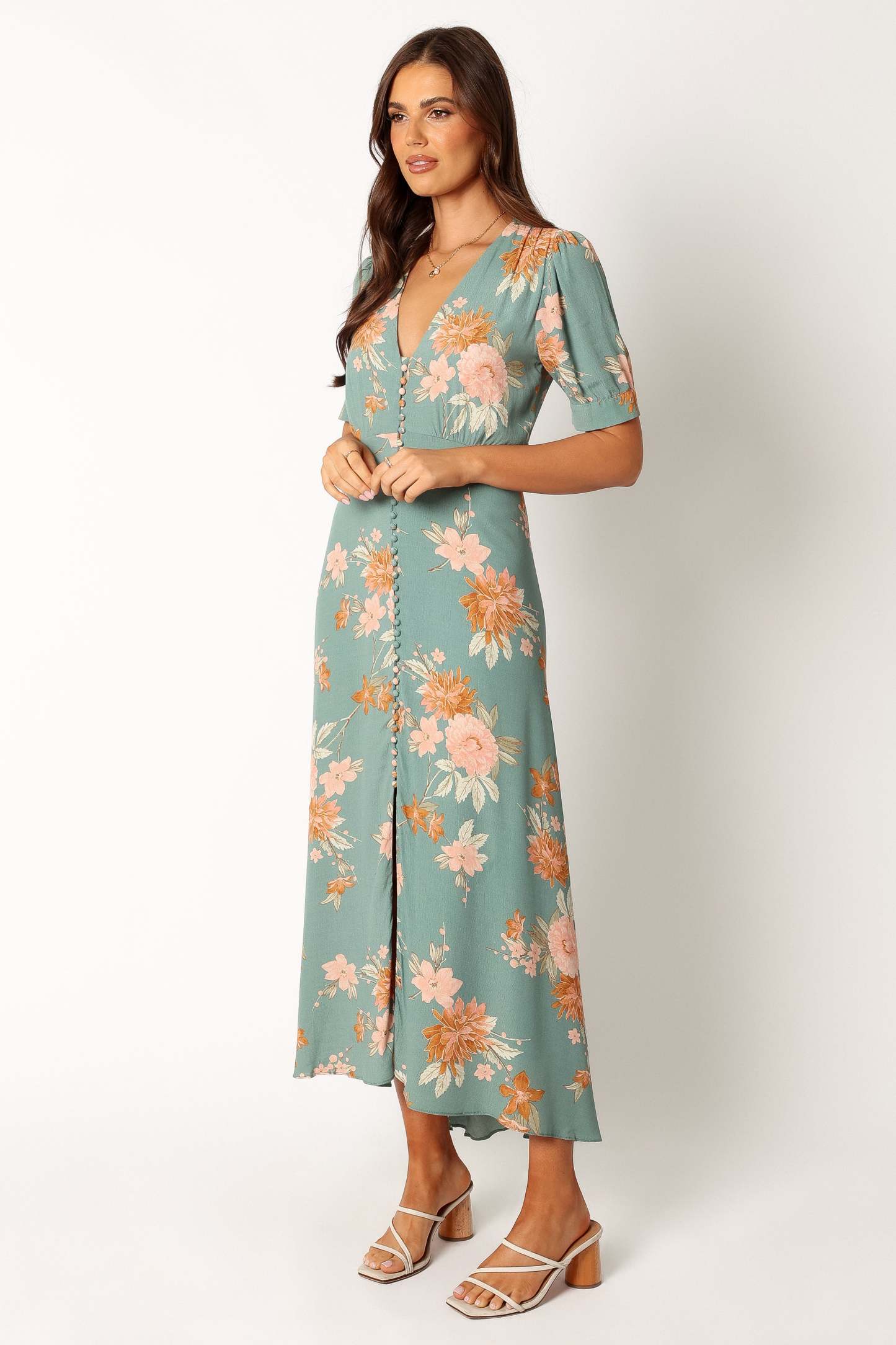 Frampton Midi Dress - Blue Floral-Sunny Prom