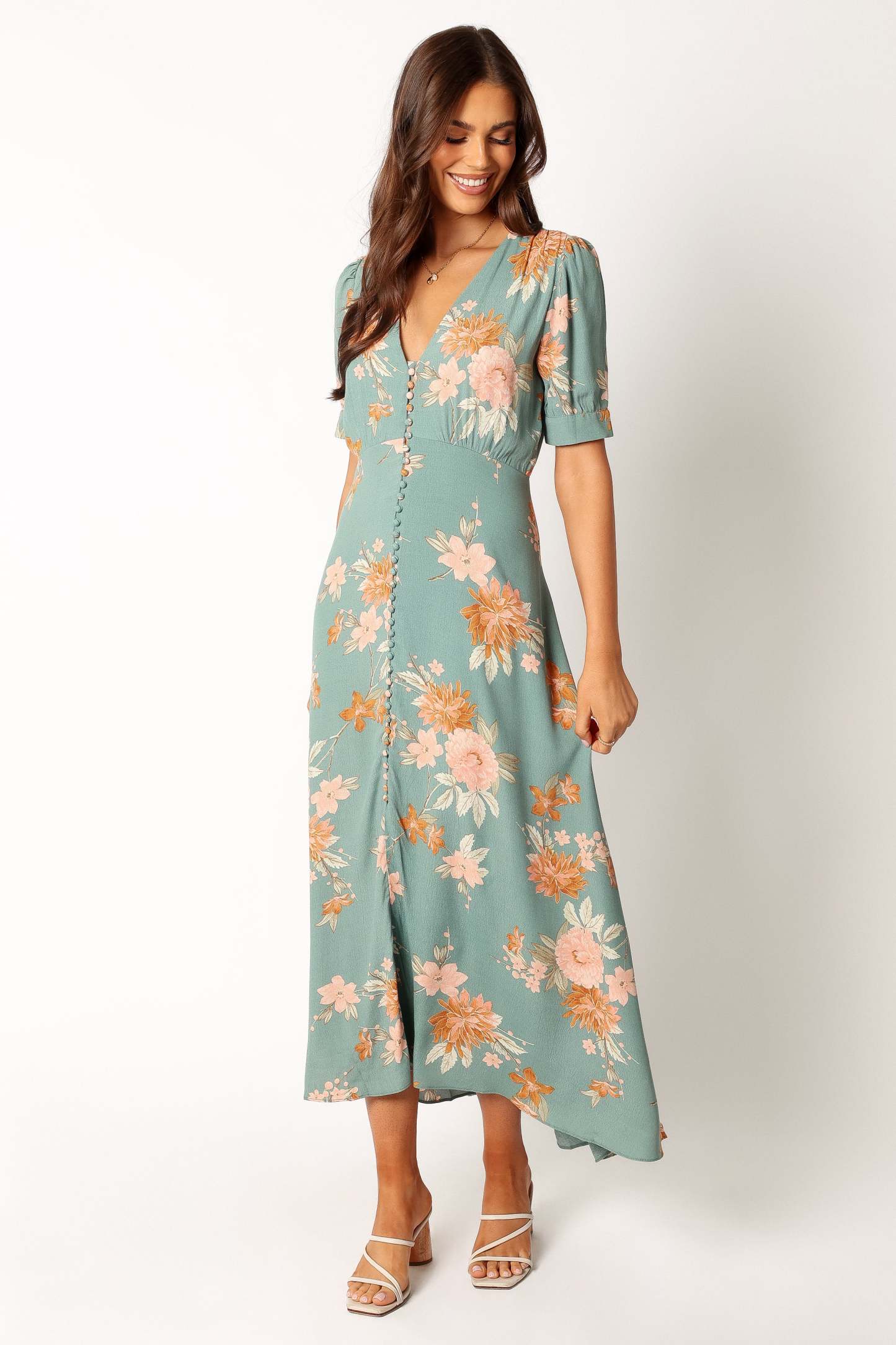 Frampton Midi Dress - Blue Floral-Sunny Prom