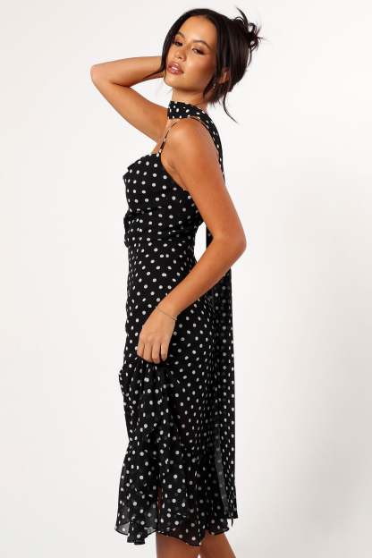 Francesca Midi Dress - Black Polka Dot-Sunny Prom