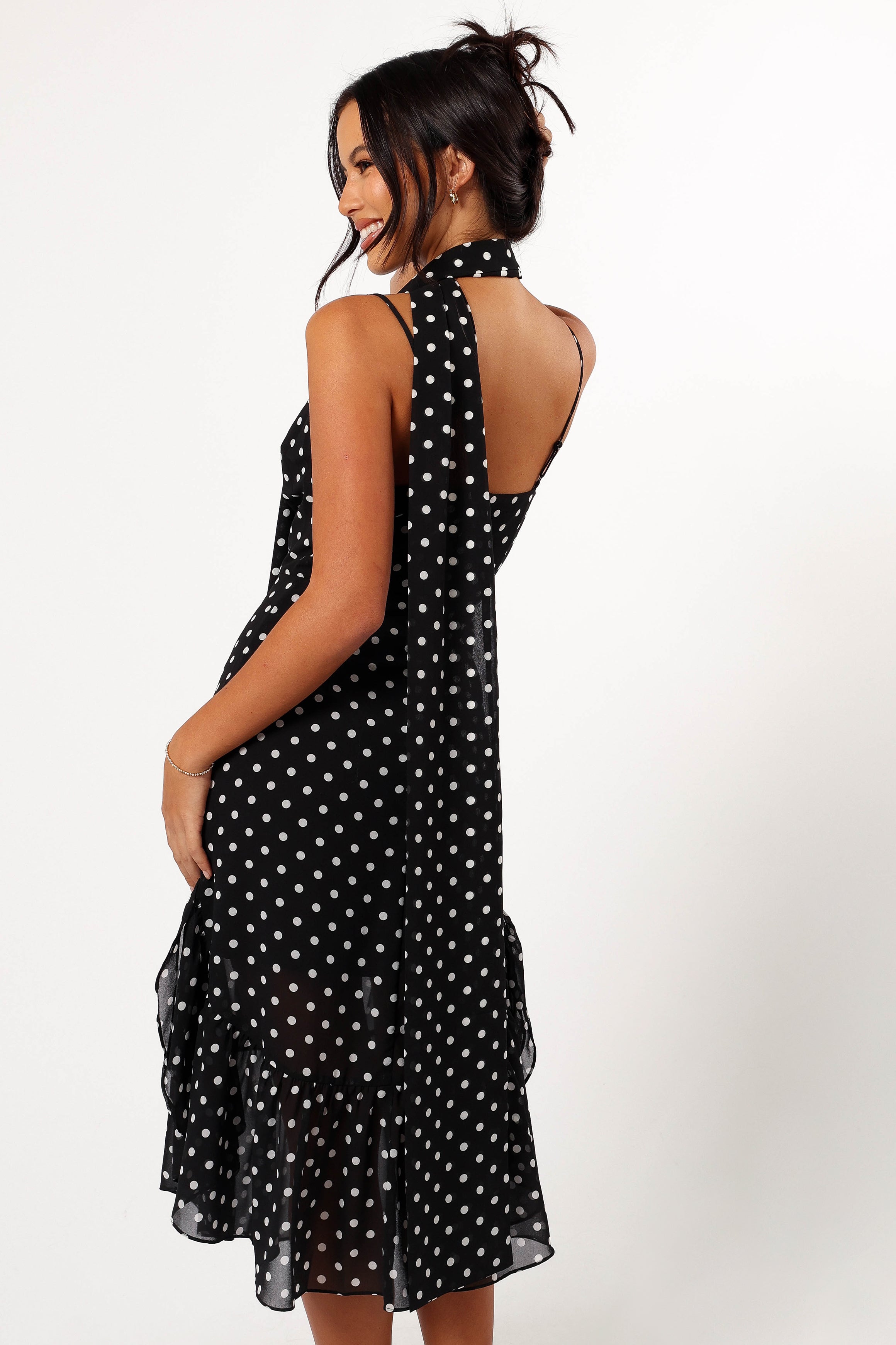 Francesca Midi Dress - Black Polka Dot-Sunny Prom