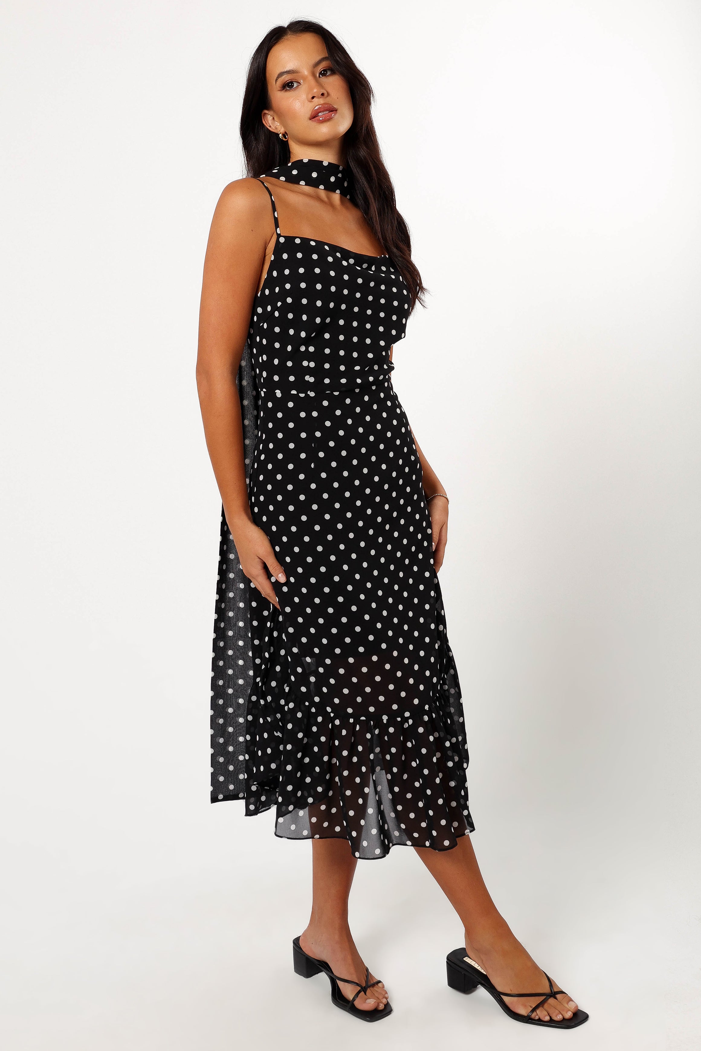 Francesca Midi Dress - Black Polka Dot-Sunny Prom