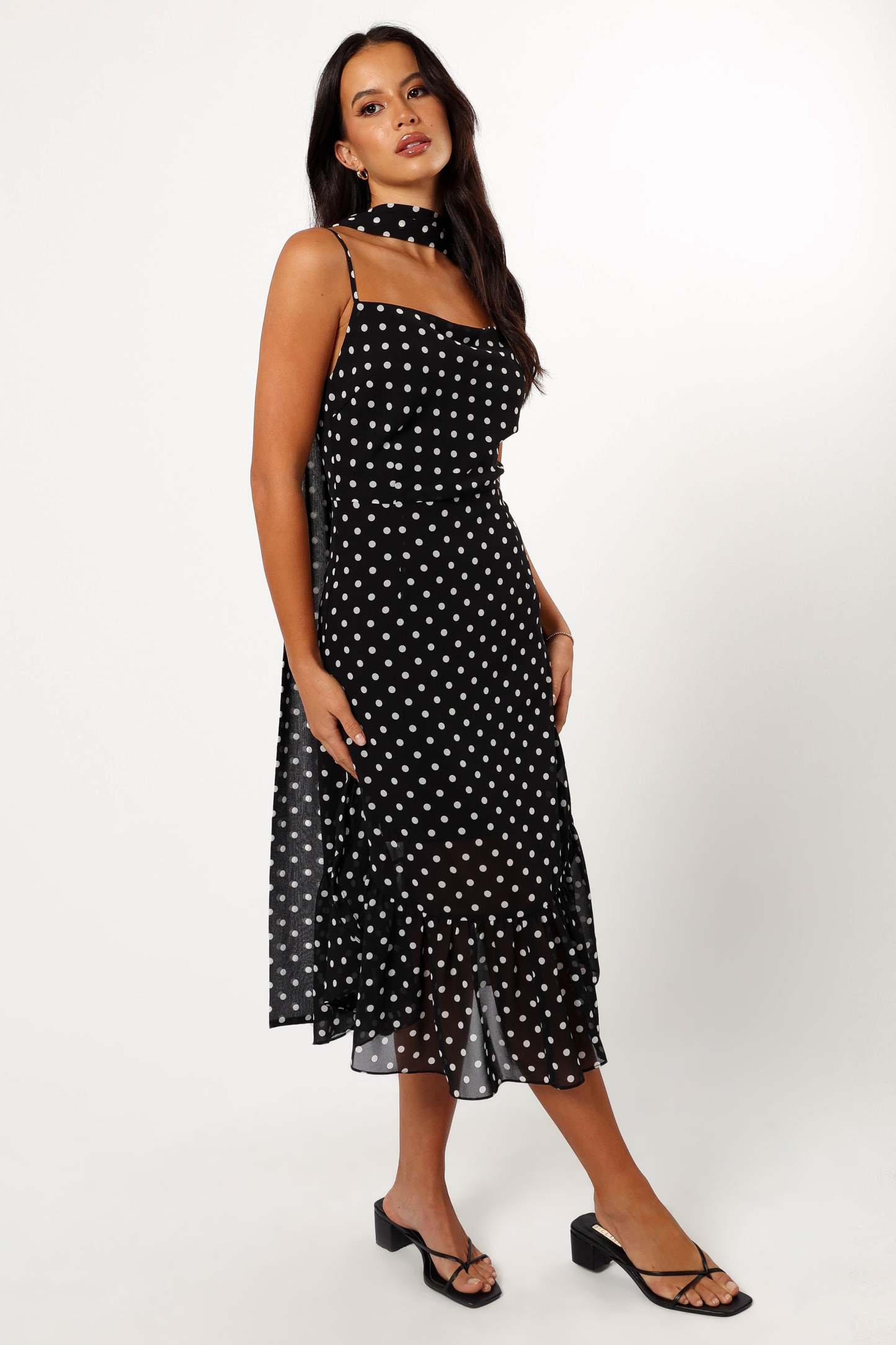 Francesca Midi Dress - Black Polka Dot-Sunny Prom