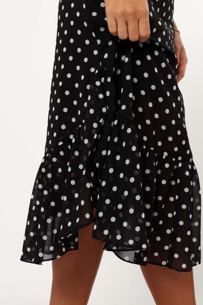 Francesca Midi Dress - Black Polka Dot-Sunny Prom