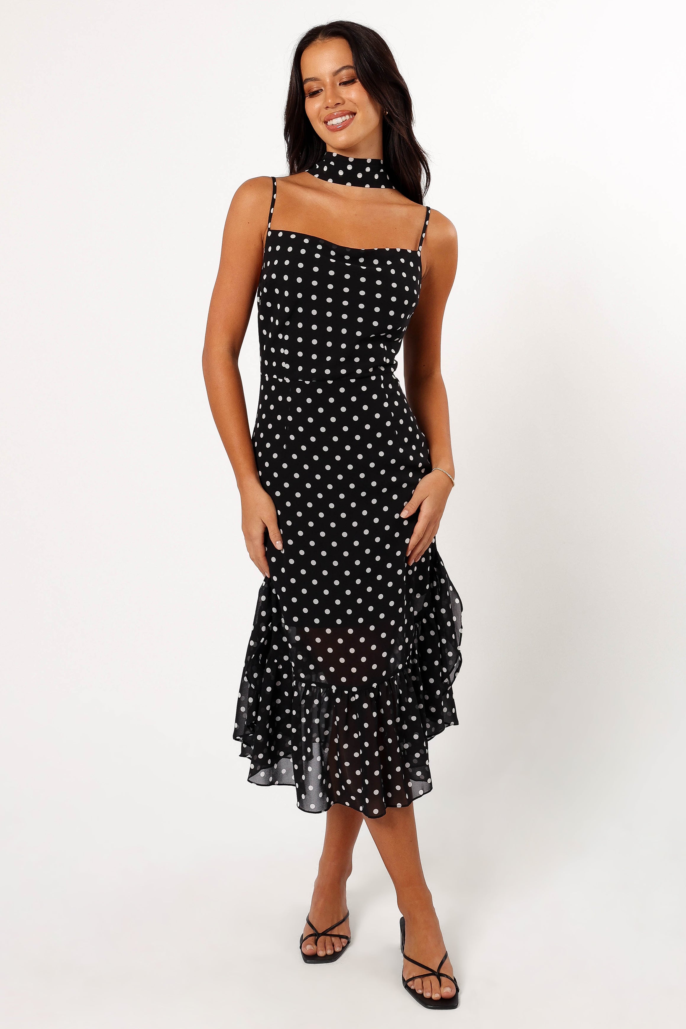Francesca Midi Dress - Black Polka Dot-Sunny Prom