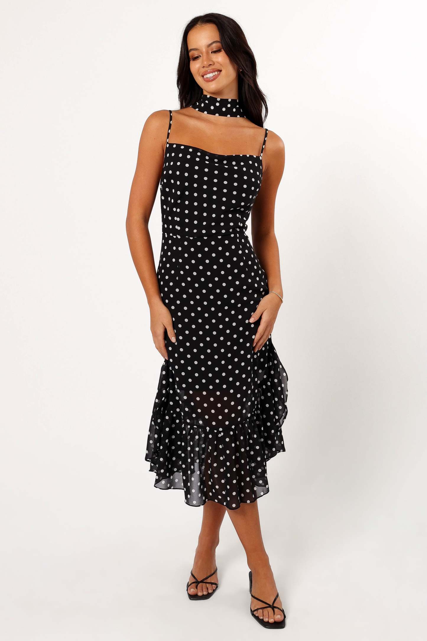 Francesca Midi Dress - Black Polka Dot-Sunny Prom