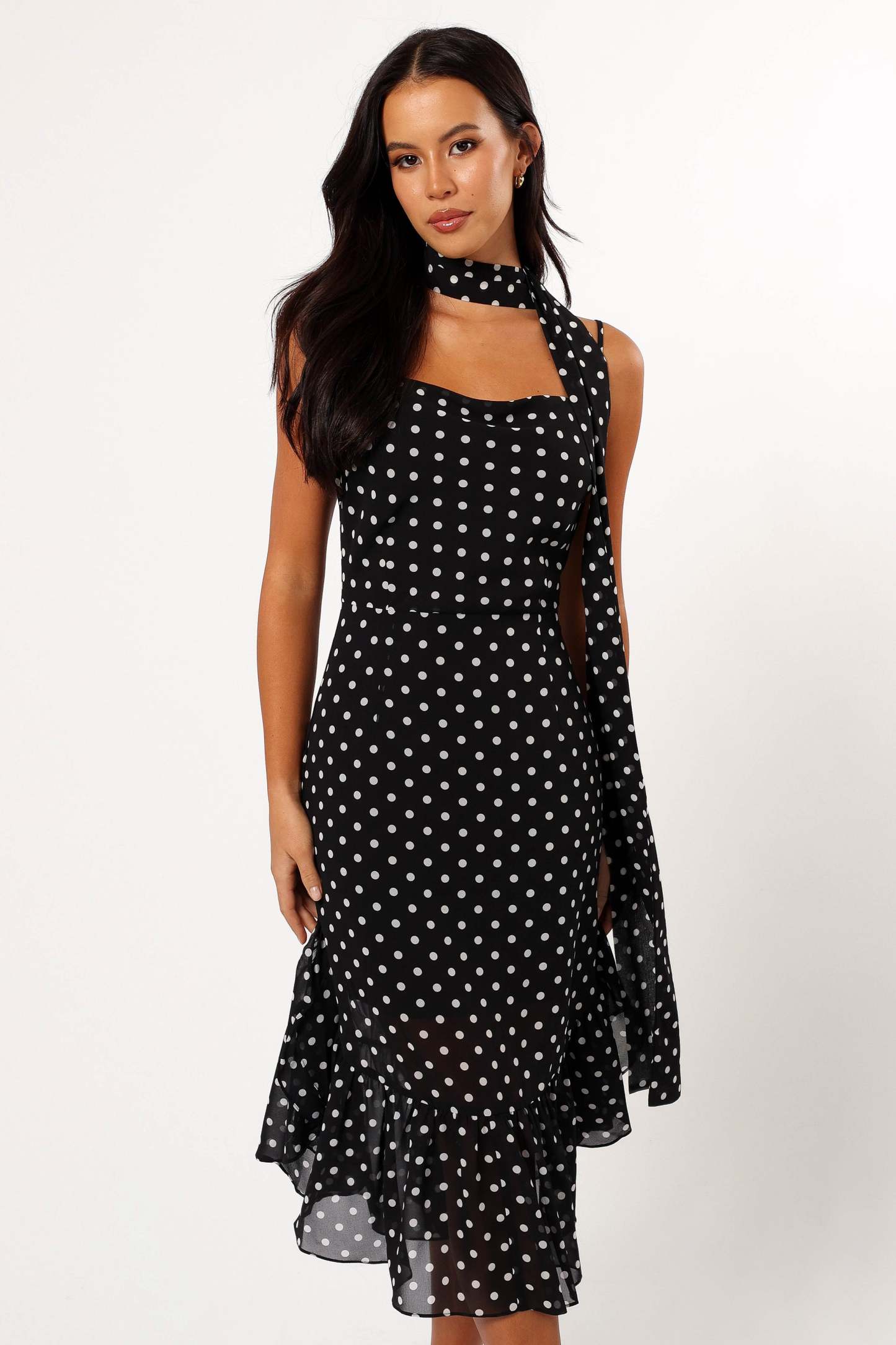 Francesca Midi Dress - Black Polka Dot-Sunny Prom