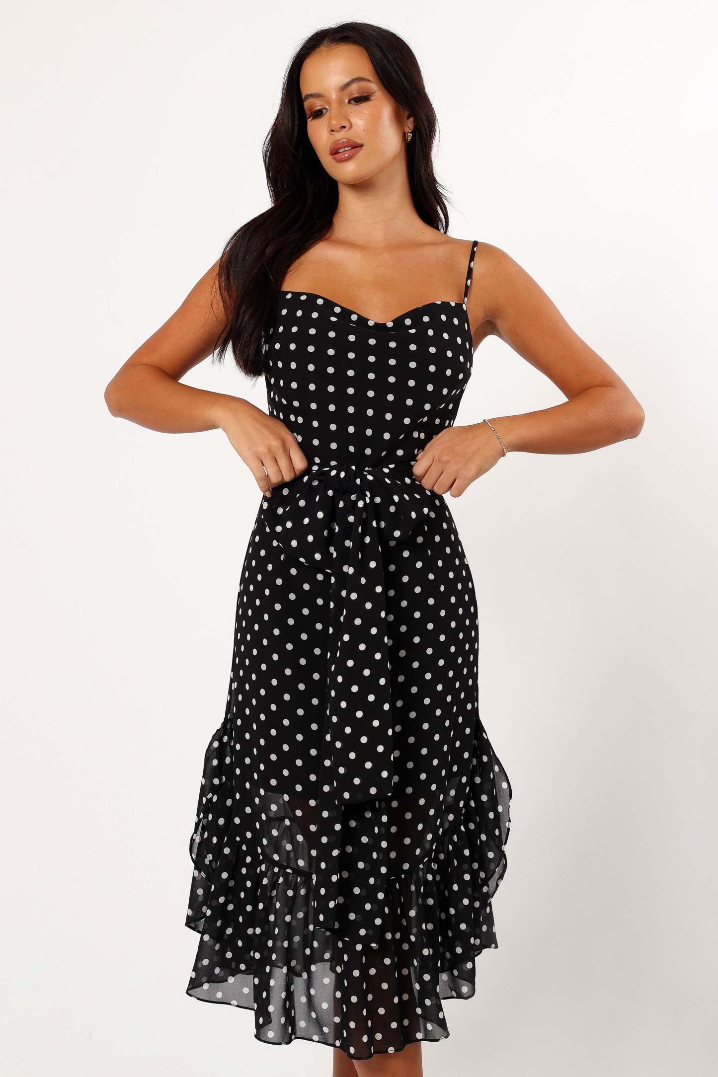Francesca Midi Dress - Black Polka Dot-Sunny Prom