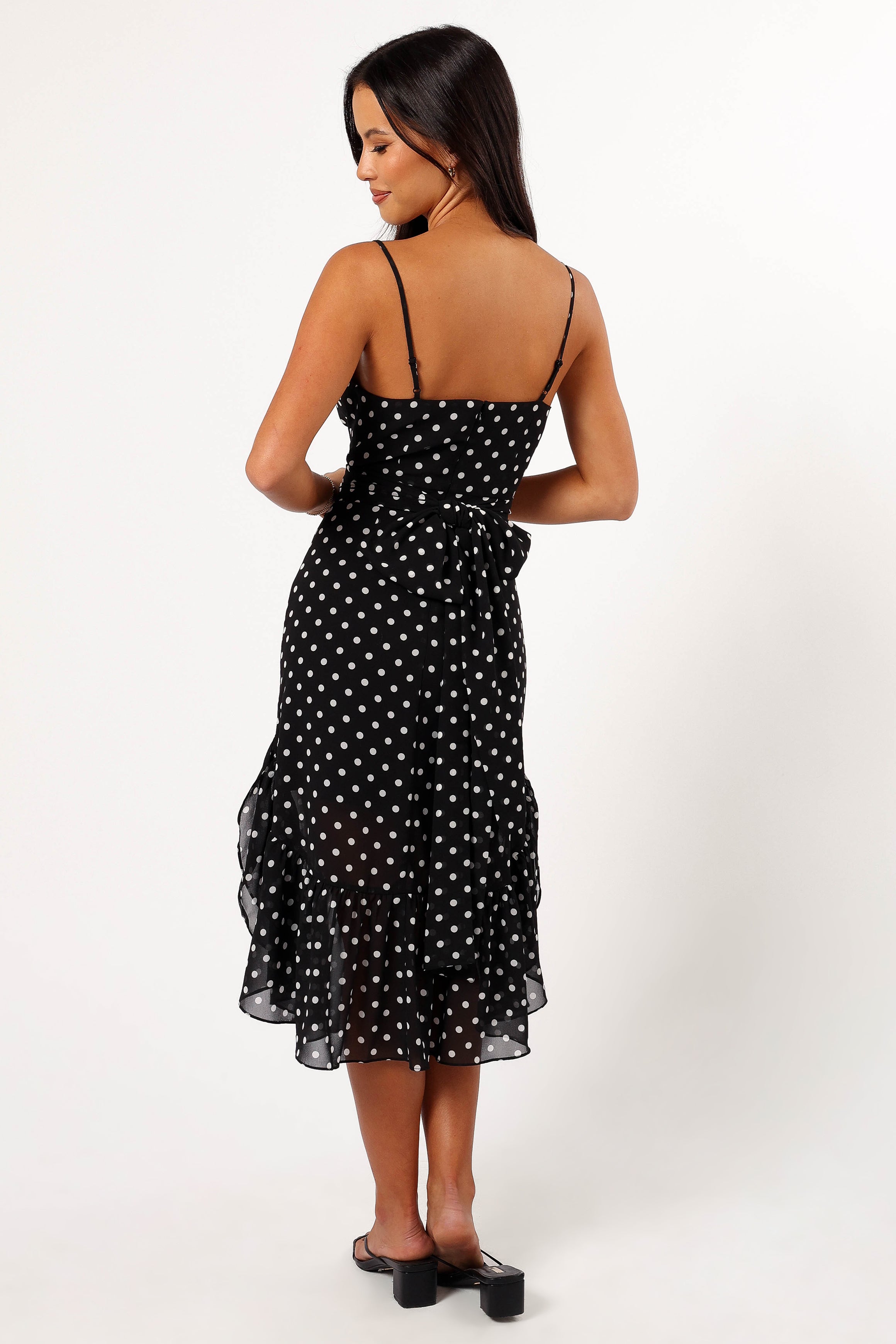 Francesca Midi Dress - Black Polka Dot-Sunny Prom