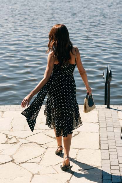 Francesca Midi Dress - Black Polka Dot-Sunny Prom