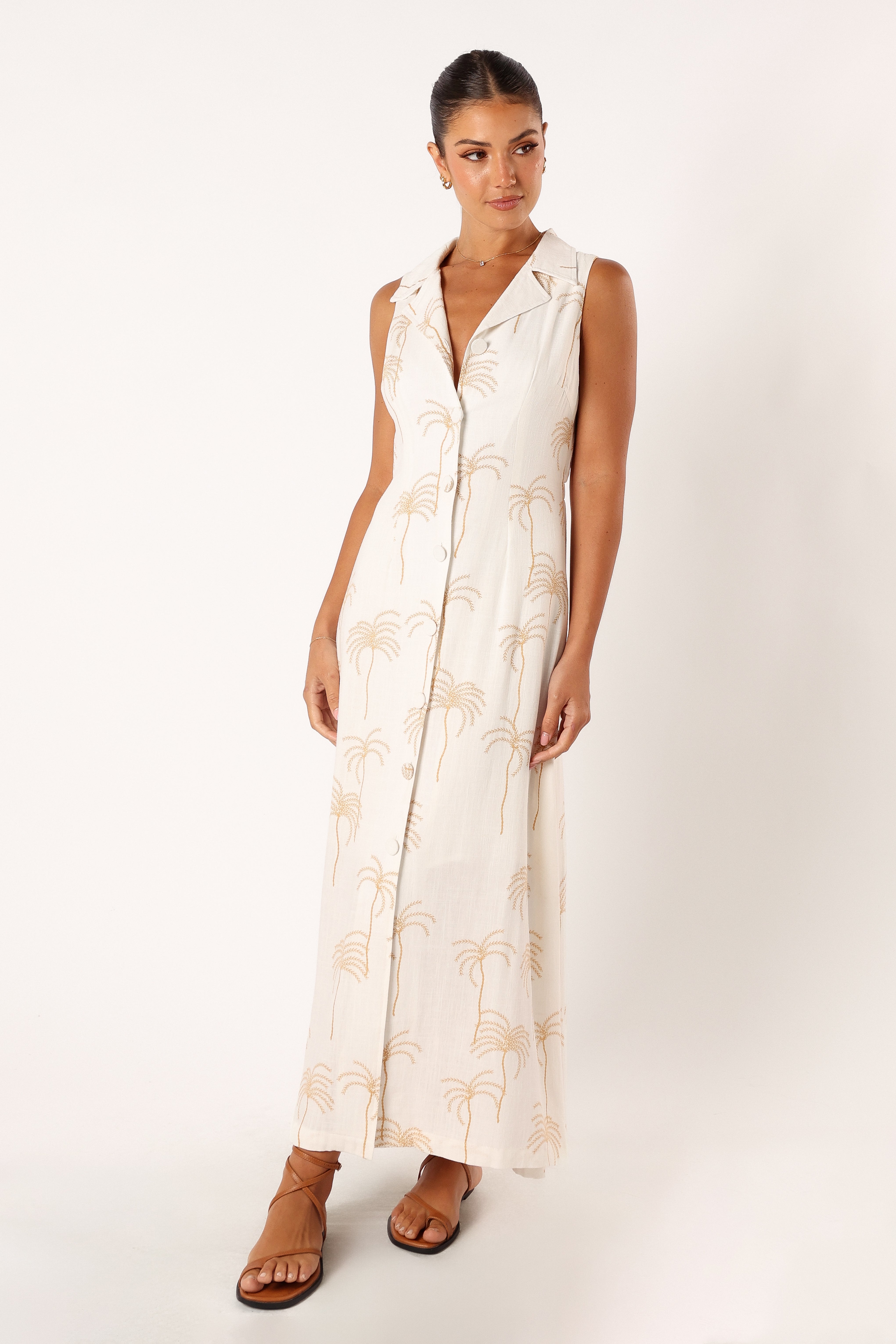 Galia Midi Dress - White Print-Sunny Prom
