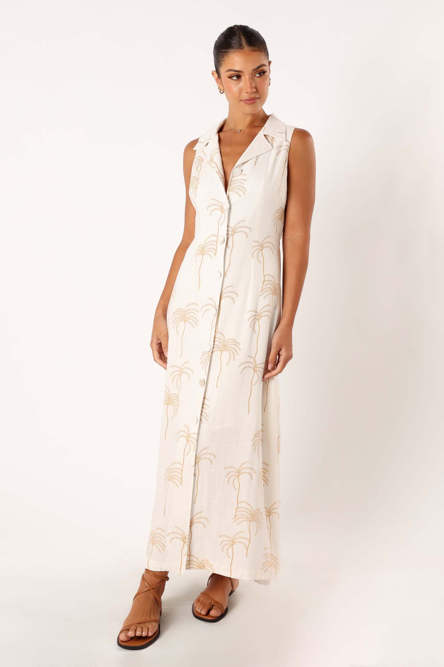 Galia Midi Dress - White Print-Sunny Prom