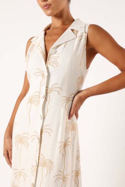 Galia Midi Dress - White Print-Sunny Prom