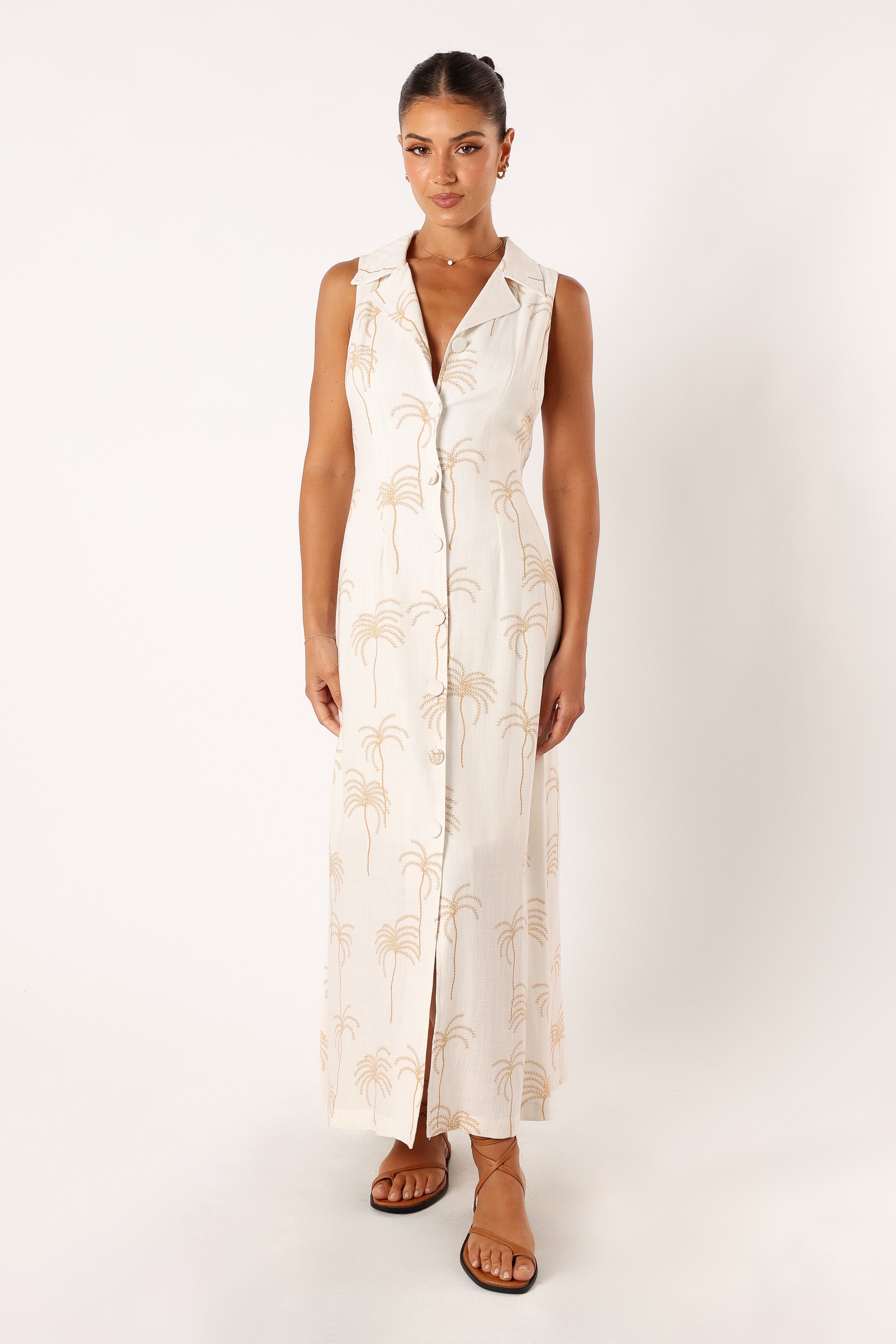 Galia Midi Dress - White Print-Sunny Prom