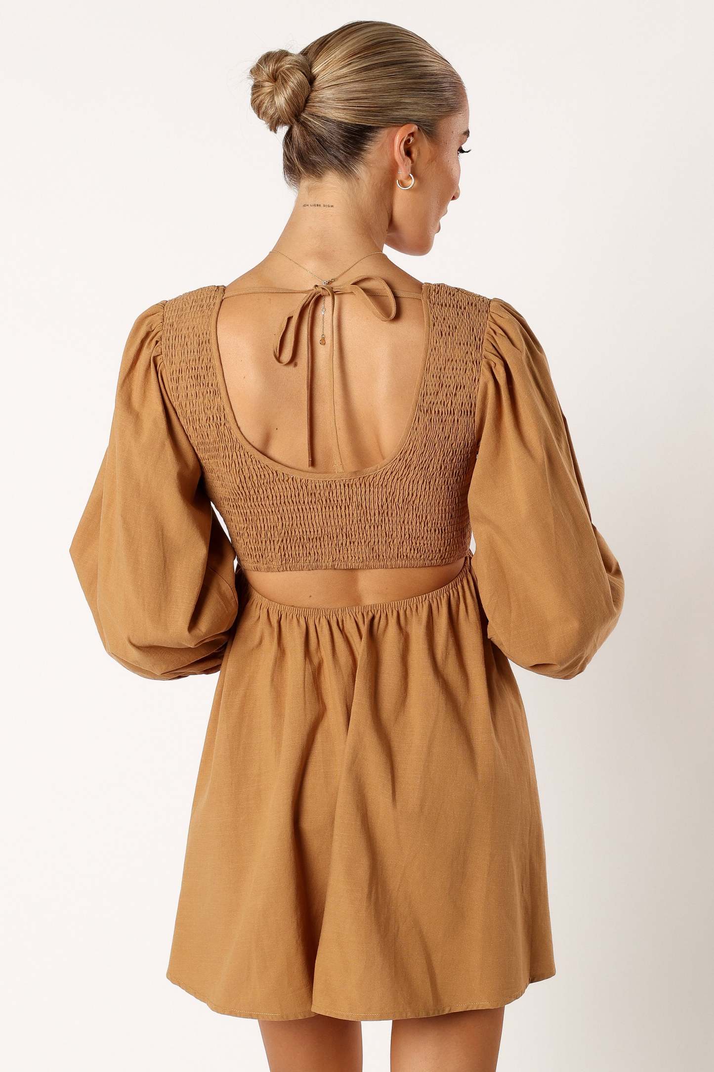 Gayle Long Sleeve Mini Dress - Mustard-Sunny Prom