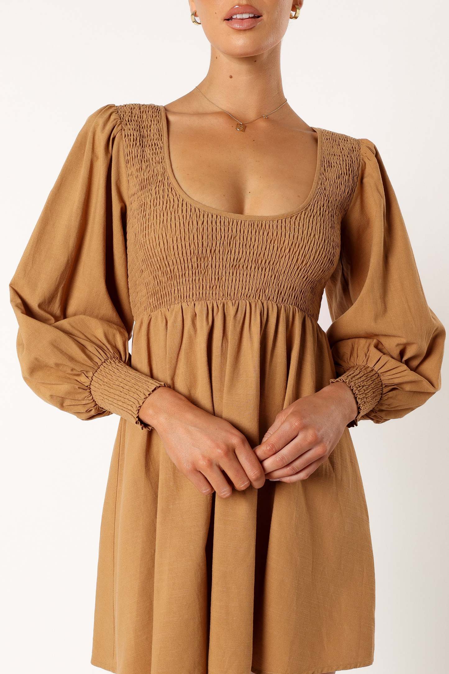 Gayle Long Sleeve Mini Dress - Mustard-Sunny Prom