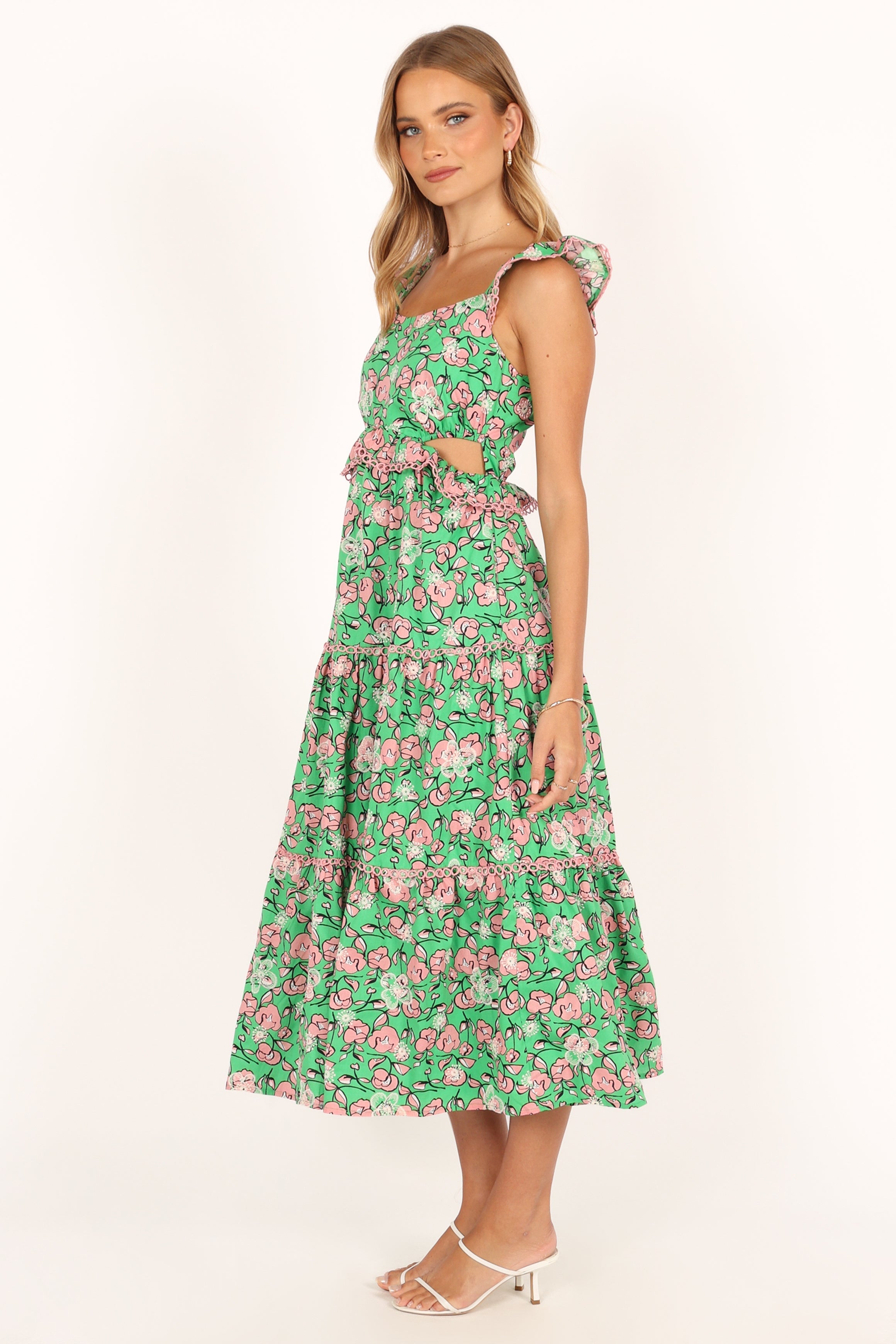 Gia Midi Dress - Green Pink-Sunny Prom