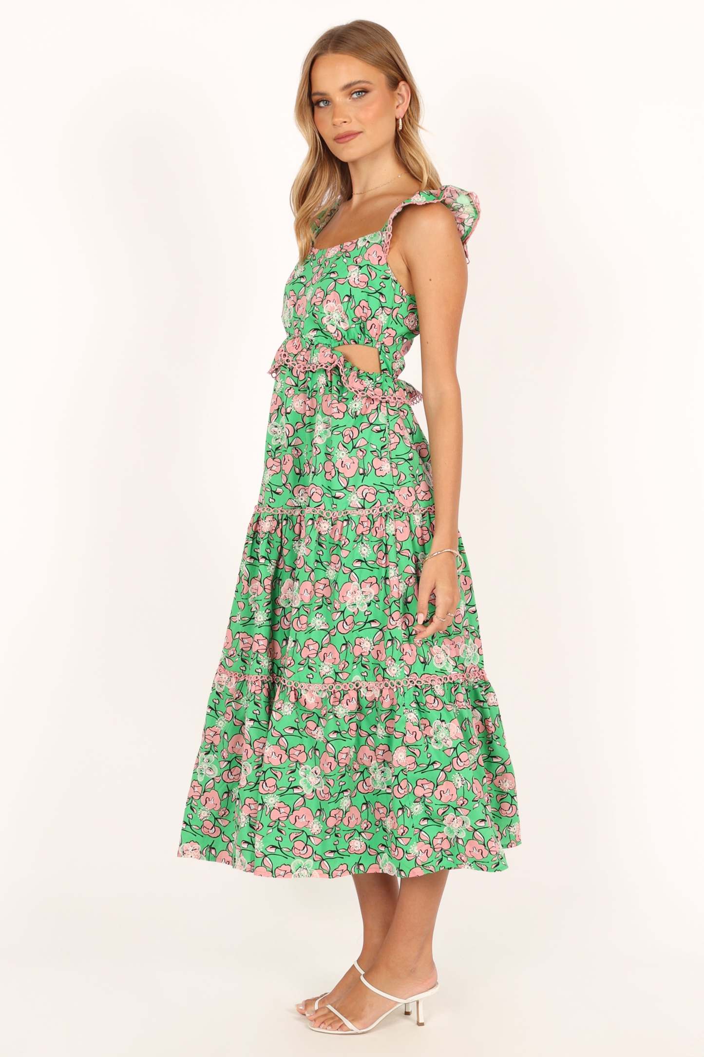 Gia Midi Dress - Green Pink-Sunny Prom