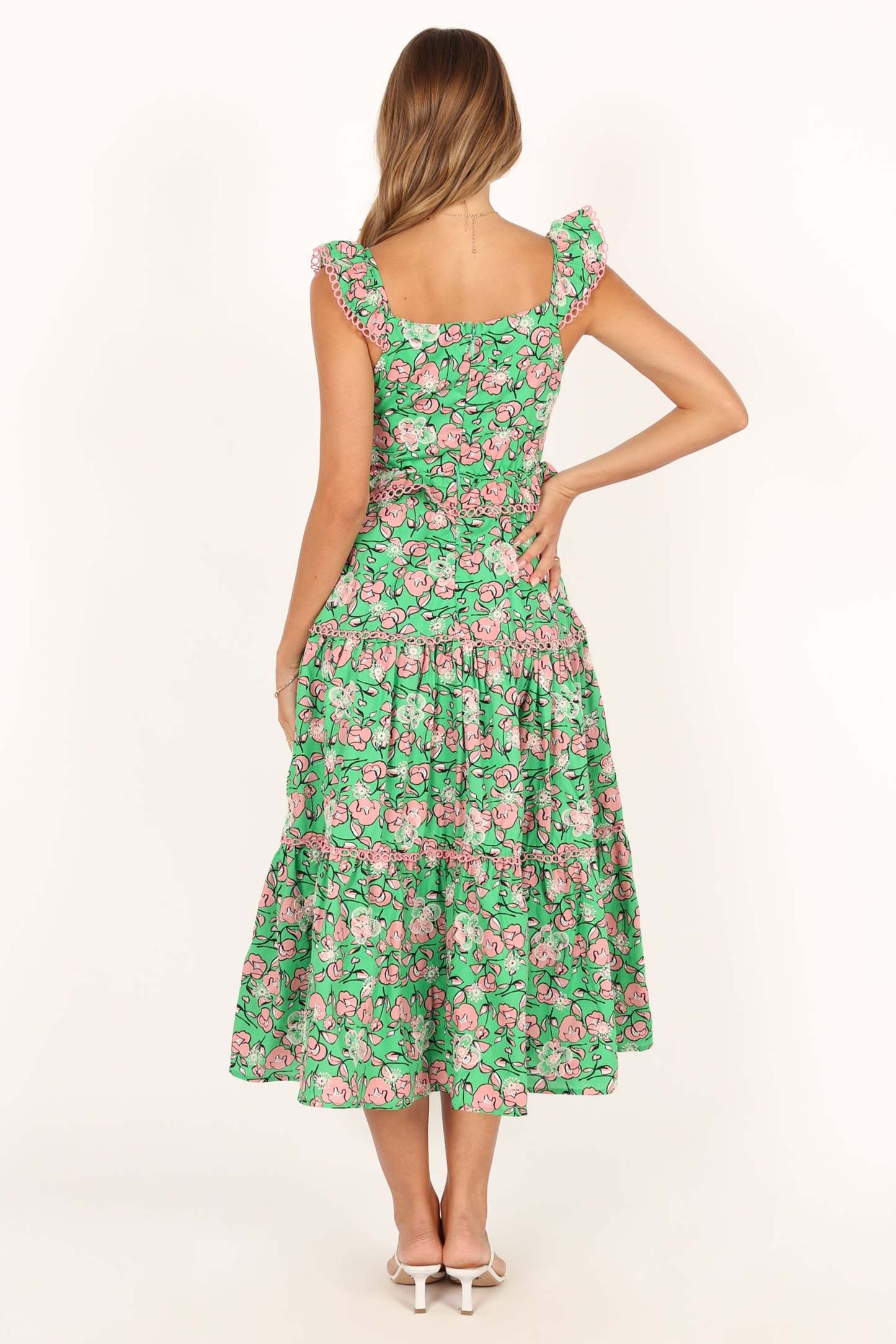 Gia Midi Dress - Green Pink-Sunny Prom