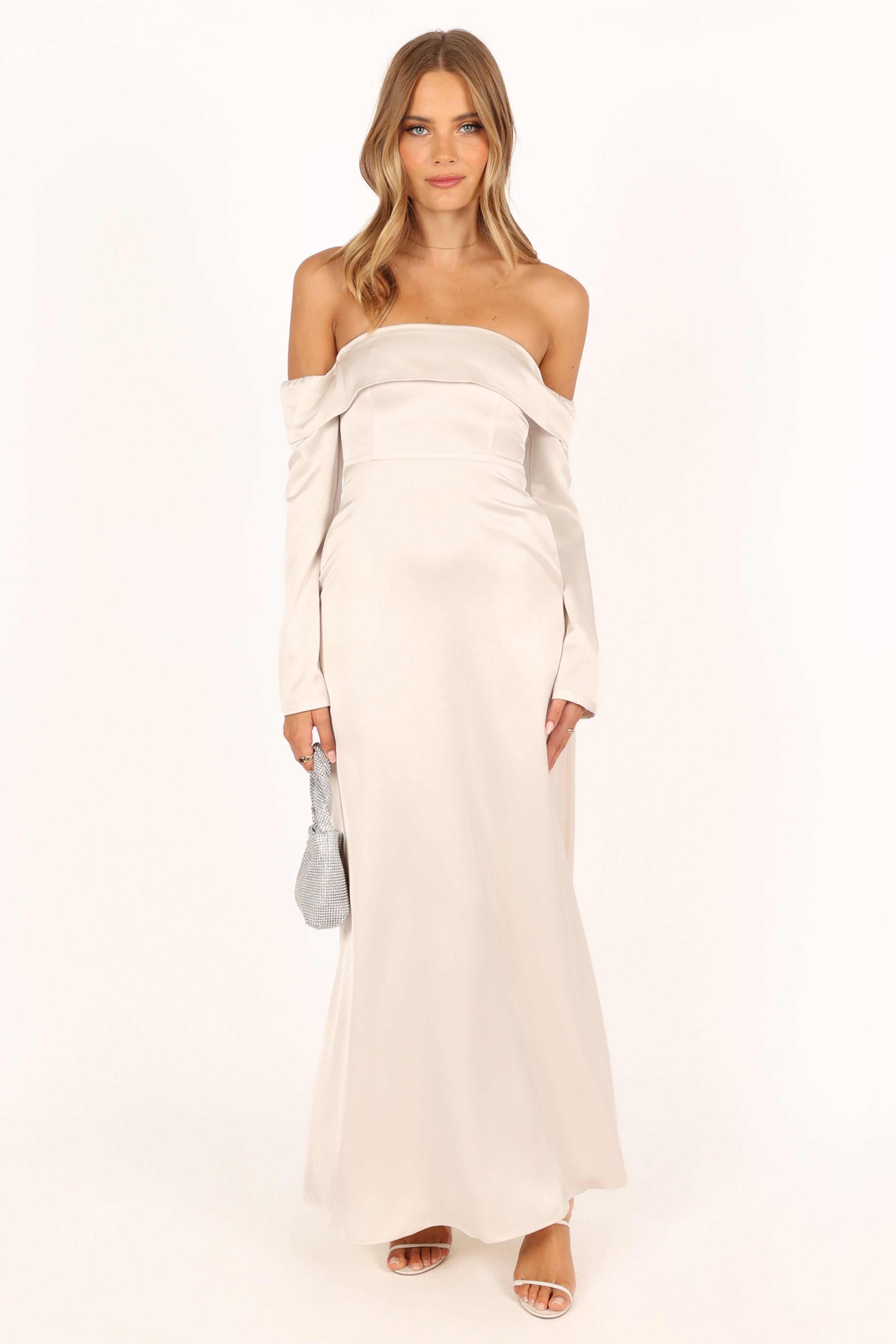 Gigi Off Shoulder Maxi Dress - Cream-Sunny Prom