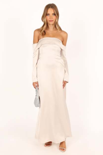 Gigi Off Shoulder Maxi Dress - Cream-Sunny Prom