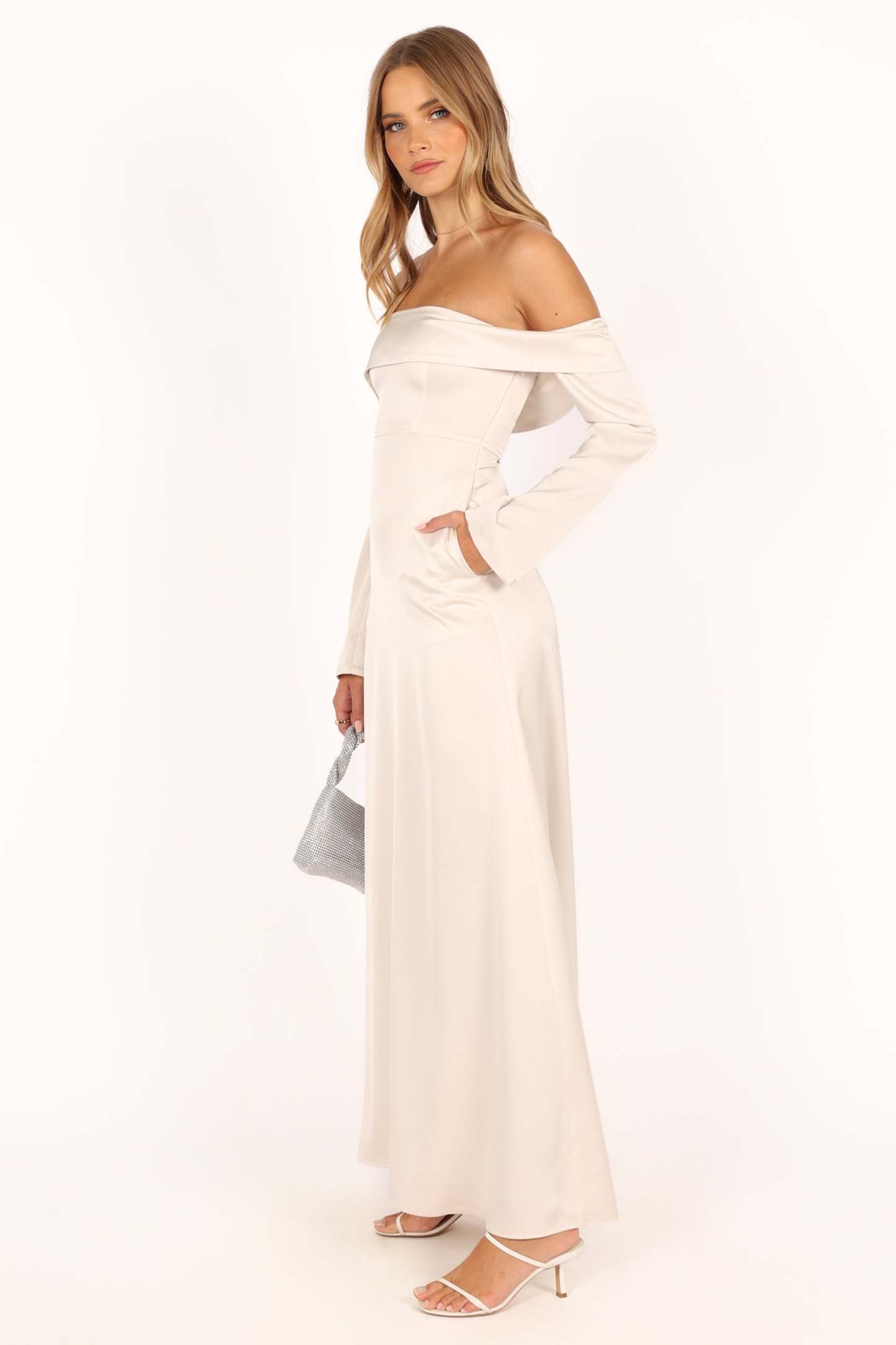 Gigi Off Shoulder Maxi Dress - Cream-Sunny Prom