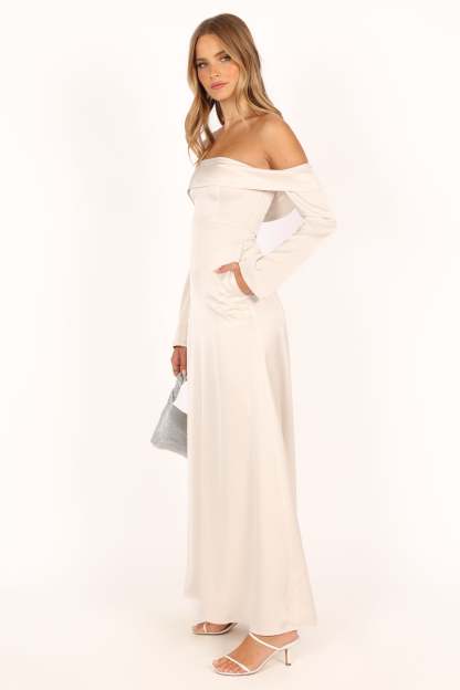 Gigi Off Shoulder Maxi Dress - Cream-Sunny Prom