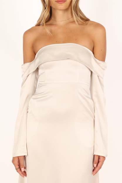Gigi Off Shoulder Maxi Dress - Cream-Sunny Prom
