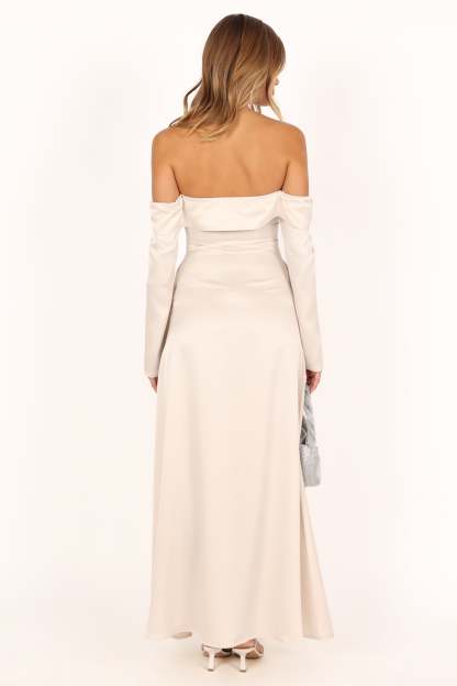Gigi Off Shoulder Maxi Dress - Cream-Sunny Prom