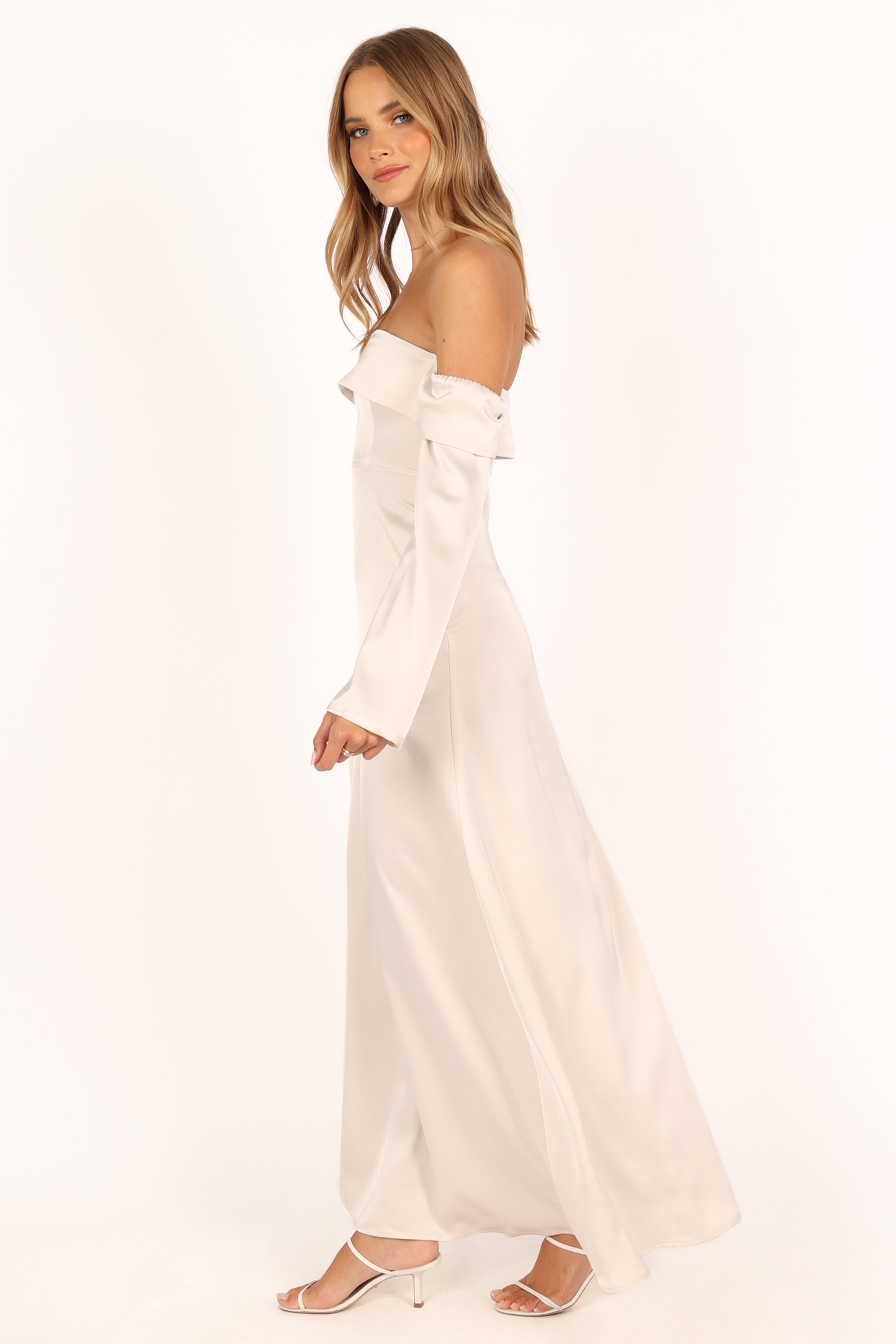 Gigi Off Shoulder Maxi Dress - Cream-Sunny Prom
