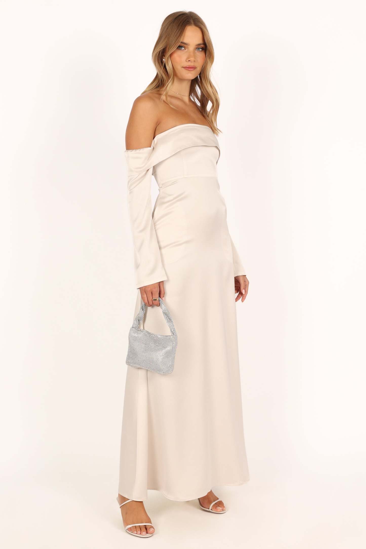 Gigi Off Shoulder Maxi Dress - Cream-Sunny Prom