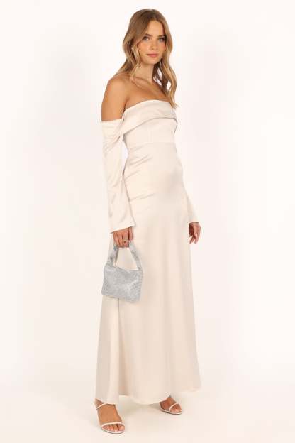 Gigi Off Shoulder Maxi Dress - Cream-Sunny Prom